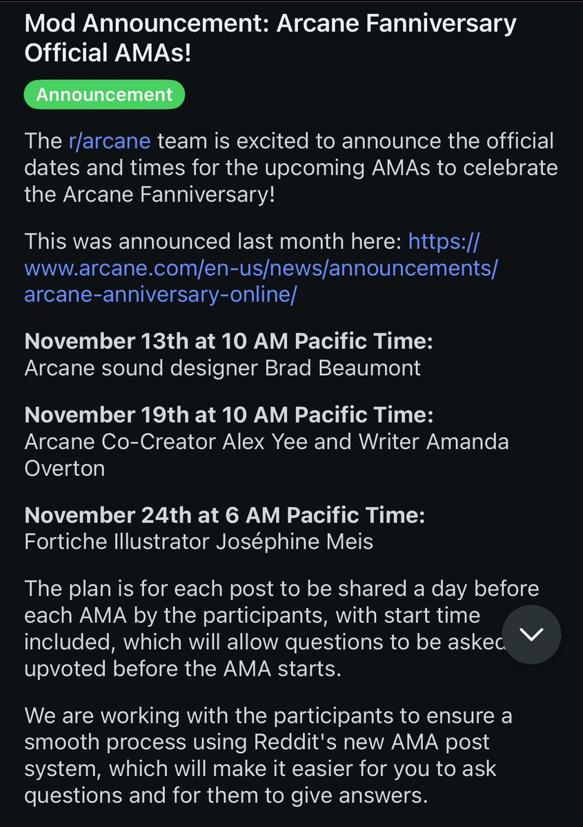 For those unaware, there will be a series of AMAs on the Arcane subreddit for the finale anniversary. Yesterday was with sound designer Brad Beaumont and next week will be series co-creator Alex Yee and co-executive producer Amanda Overton.