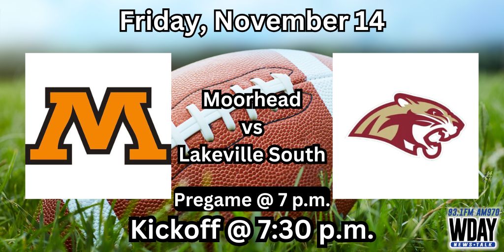 6A State Semifinals 🏈

🥔 <a href="/MHDspudFootball/">MoorheadSpudFootball</a> vs Lakeville South 😼

🗣️ Join <a href="/SteveHallstrom/">Steve Hallstrom</a> for the pregame at 7 p.m. on <a href="/970WDAY/">WDAY Radio - AM 970 & FM 93.1</a>!

🎙️ Larry Knutson is on the call at 7:30 p.m.

Listen live:
📻: AM 970 or 93.1 FM
💻: radio.securenetsystems.net/v5/index.cfm...
📱: Our free📲app (Search WDAY Radio