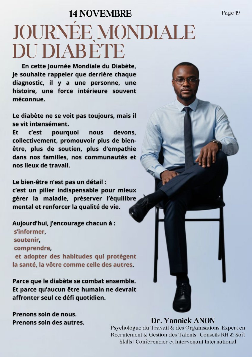 YannickAnon's tweet photo. 14 Novembre | Journée Mondiale du Diabète :  Message🤗

#JournéeMondialeDiabète
#VivreAvecLeDiabète #Solidarité #Sensibilisation #DrYannickAnon #PsychologieDuTravail #CôteDIvoire https://t.co/5M1S50kfTD