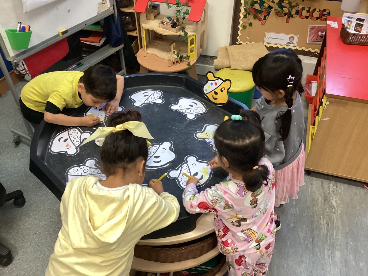 wyndclf's tweet photo. Children in RAZ have had an amazing time celebrating Children in Need Day. They invented their own class Pudsey bear, they did the Bearpee challenge , counted bears on the maths table.#childreninNeedDay #wyndcliffePrimarySchool #LeighTrust #bearpeeChallenge https://t.co/RdUAmYDhl3