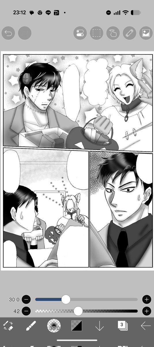 #イラスト練習中 
＃２次創作
#イラスト好きな人と繋がりたい
昨夜は夜中に目が覚め壁見たら「だ…誰か立ってる！？((((；ﾟДﾟ))))ｶﾞｸｶﾞｸﾌﾞﾙﾌﾞﾙ」戸狩のタペストリーでした（笑）

今回から自分絵よりで描いてます。問題はあの方が上手く描けるか…

明日も日勤です。
おやすみなさい😴