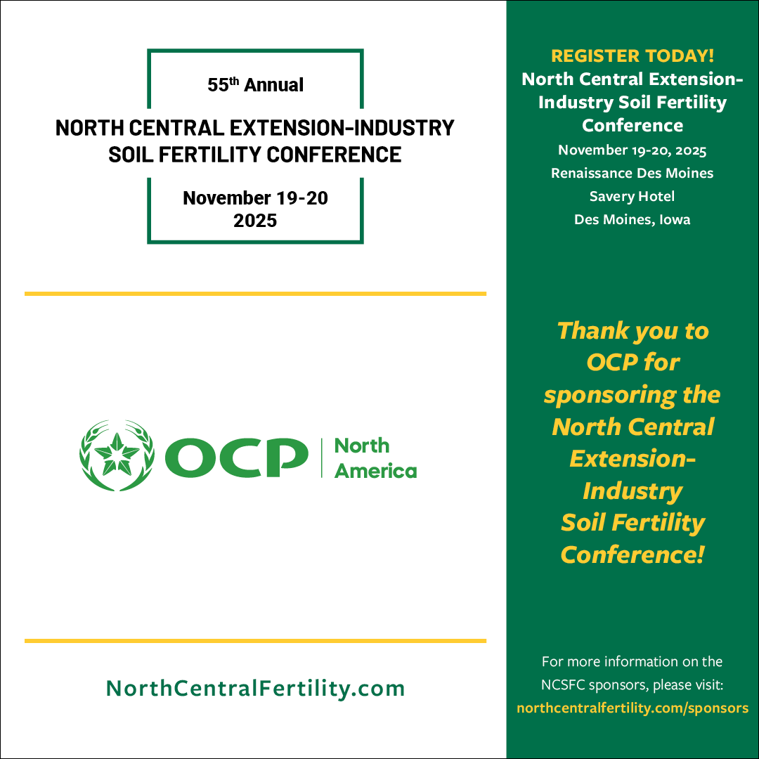 NorthCentralSFC's tweet photo. Thank you to OCP for sponsoring the 55th North Central Extension-Industry Soil Fertility Conference. To learn more about the 55th NCSFC sponsors, please visit: https://t.co/muqEroTRnX 
#soilfertilityconference #55thNCSFC #NorthCentralSFC
@OCPGroup https://t.co/fnfy33PLz9