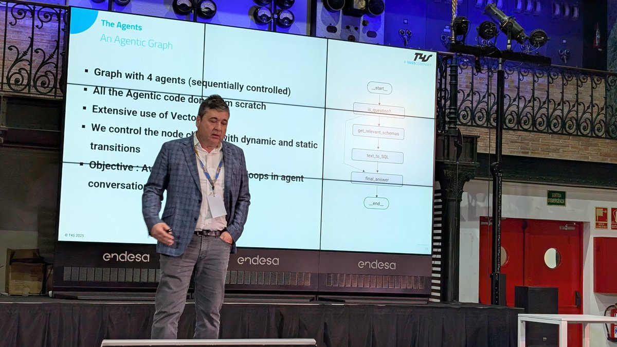 💬 Live at #SITBCN.
A powerful demo by #T4S on conversational access to #SAP data using LangGraph agents and #BTP #AI Services, turning natural-language prompts into real SAP insights.