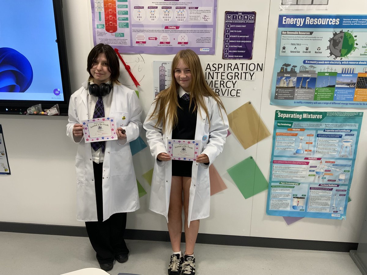 Mr.Kerr’s scientists of the month for October. Apologies for the late posting of this but I won’t apologise for the excellent work these two produced this past month. 👌🏻🙏🏻