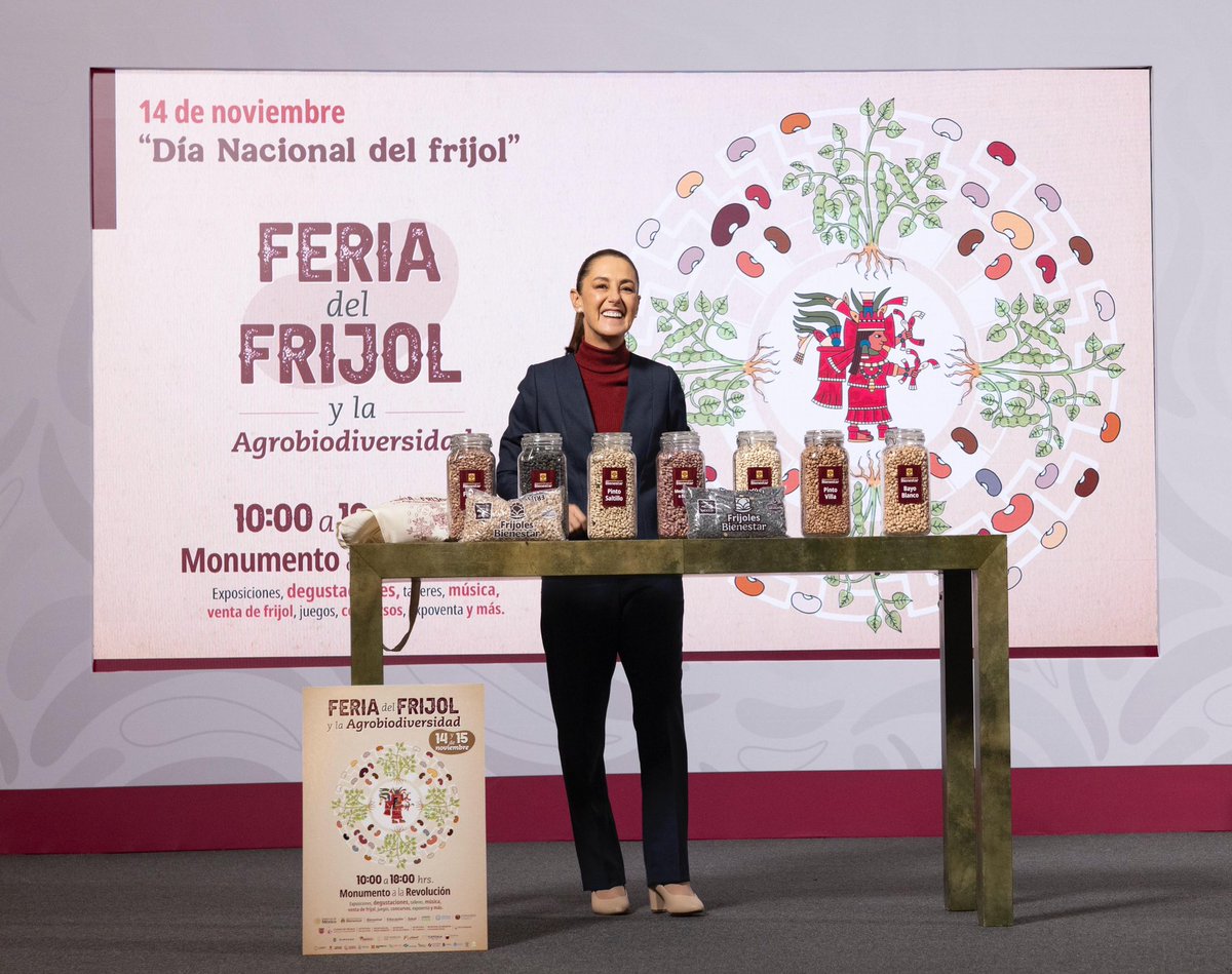 alimenbienestar's tweet photo. ¡Hoy inicia una fiesta en honor a un alimento fundamental de nuestra mesa! 🎉💚

Acompáñanos en unos momentos en el Monumento a la Revolución y disfruta la primera Feria del Frijol y la Agrobiodiversidad 🫘, donde encontrarás diversas actividades que reconocen a este grano y a las y los pequeños productores que lo hacen posible. 🌱🤝🏽

¡No te la pierdas! Ven con tu familia y celebremos juntos a nuestro pueblo #OrgullosamenteFrijolero ❤️‍🔥.