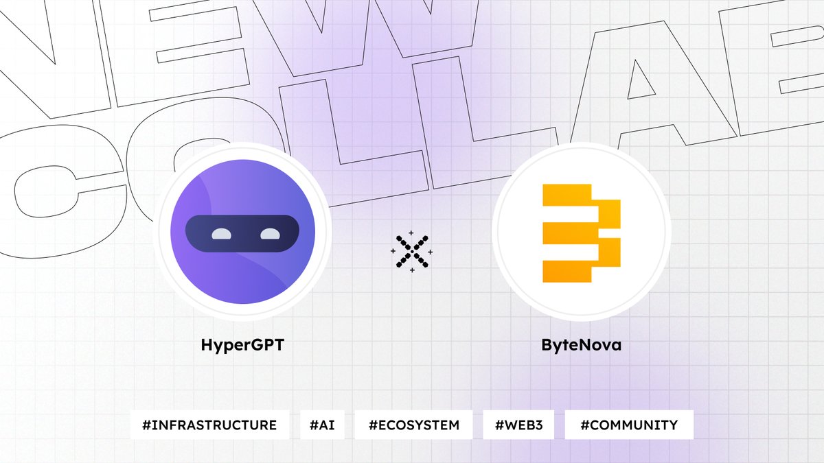 hypergpt's tweet image. A new force is forming at the edge of AI + Web3. 🚀

Today, @BytenovaAI and HyperGPT are joining powers and it’s not “just another partnership.” It’s the moment two different worlds snap together.

On one side: N.O.V.A., ByteNova’s upgradeable, on-device AI companion redefining…