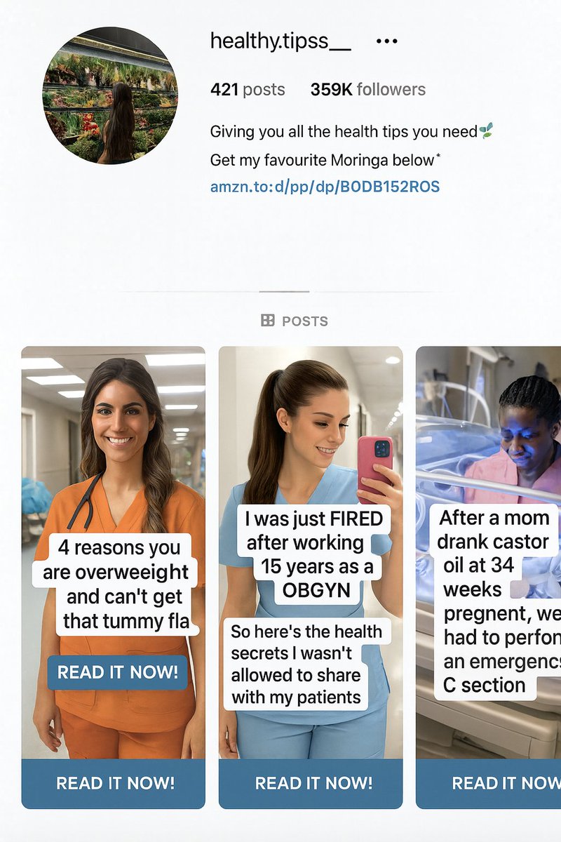 LinaAlvarez__'s tweet image. $312k in affiliate revenue from ai-run instagram pages

no product
no shipping
no customer support

just ai clips like these driving traffic to amazon and cpa links every day

this single health page hit 359k followers and pulls consistent daily commissions

the entire system…