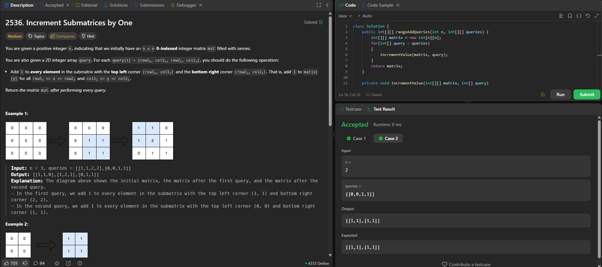hibala93's tweet photo. After some break, started again! ✨

🚀 Day 71/100 #100DaysOfCode

✅ Sort an Array of 0’s, 1’s, and 2’s
✅ Segregate 0’s and 1’s in an Array
✅ Increment Submatrices by One
#LeetCode #BuildInPublic #LearnInPublic #TUFWinterArc #Java https://t.co/syOoaVQgS6