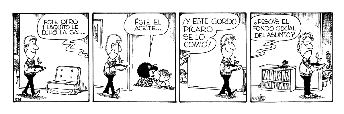 «¿Pescás el fondo social del asunto?».  💬

#Mafalda #Quino