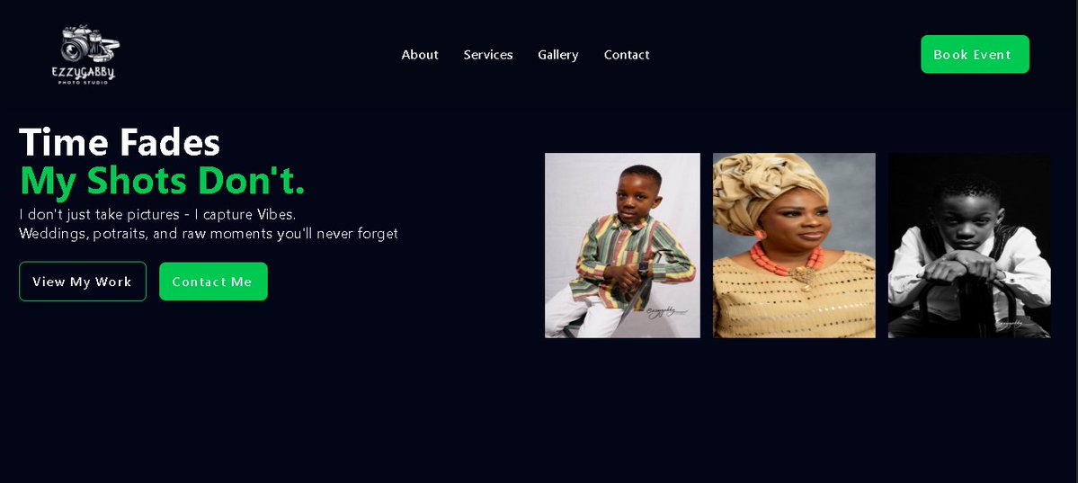 johnsanusi11's tweet image. Built a clean and responsive portfolio site for a photographer using Nuxt.js. Smooth UI, mobile-first, and crafted to match the brand’s vibe.
Live link: ezzygabby.vercel.app
Feedback is welcome - roast it, praise it, break it… I’ll improve it.
#NuxtJS #FrontendDev #FullStack