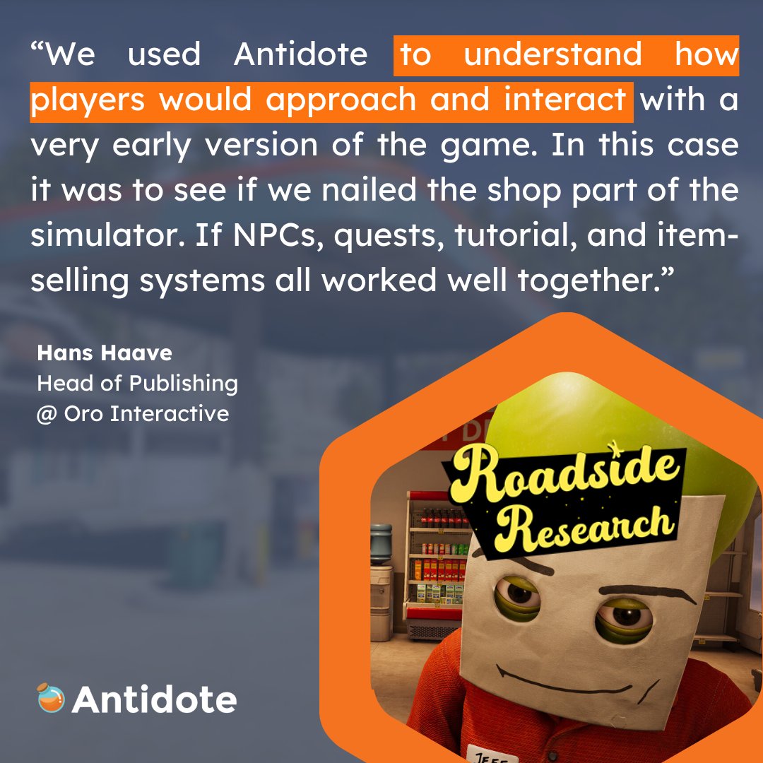 AntidoteGG's tweet photo. A while back, @oro_interactive came to us for help playtesting their upcoming title, Roadside Research.

In this co-op game, you play as an undercover alien running a gas station and gathering intel for an invasion. How cool is that? https://t.co/ZqBfFsCpro
