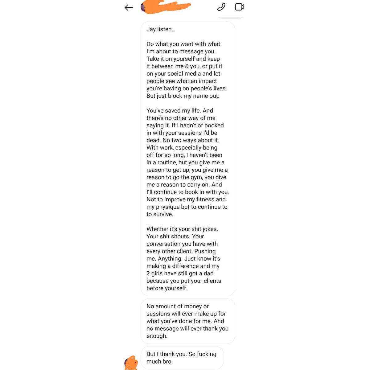 I still can't believe I received this DM!

All I ever set out to do is help my clients physically and mentally. The latter being more important.  ❤️