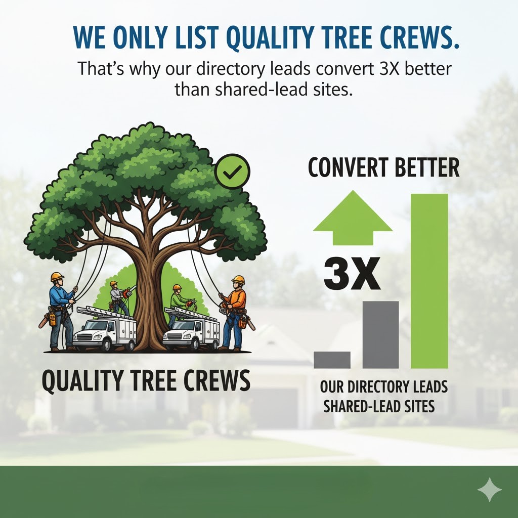 treecarehq's tweet image. We&apos;re not just another list.
We&apos;re a filter.

We only list quality tree crews.
Homeowners know this.

That&apos;s why our directory leads convert 3x better than shared-lead sites.
Stop paying for junk.
Get real calls.

Link in bio.