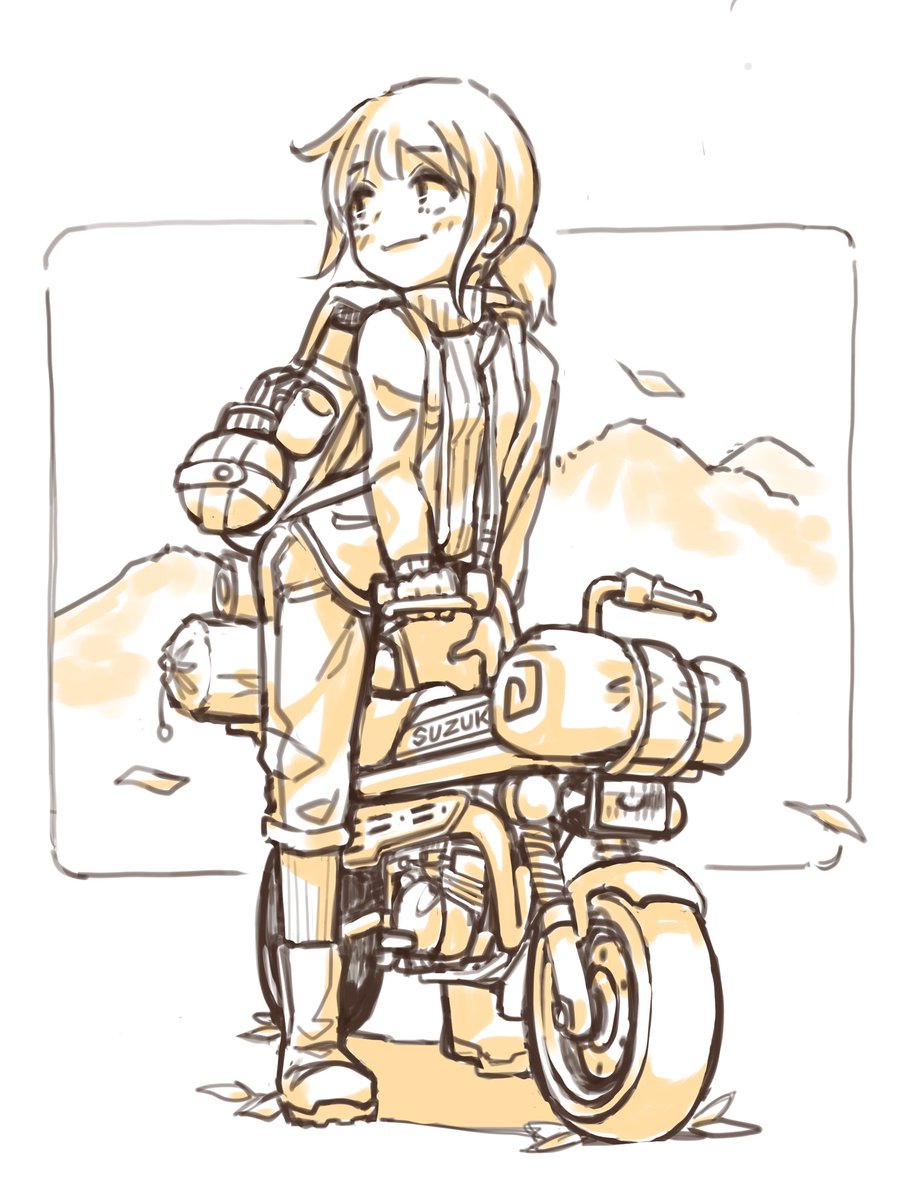 画線整理して影着けまで。
ラフの時より季節感出た感じ🍂
