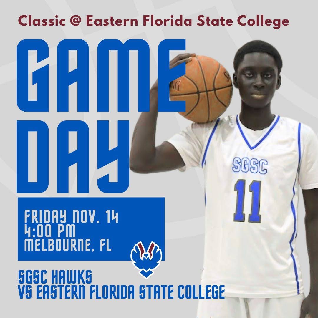 GAMEDAY !!!!!
#hawkseverywhere 
Come on down to CoCo Beach and see your SGSC Hawks take on #RV Eastern Florida State College 4p TODAY Can’t make it watch it live on Hawks Hoops YouTube Page 
youtube.com/@hawkshoopss?s…