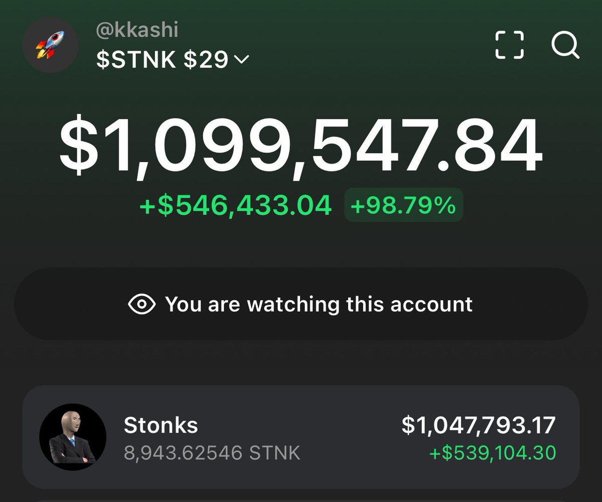 Someone bought $29 worth of $STNK and turned it into $1.1 million dollars.  Only in crypto.