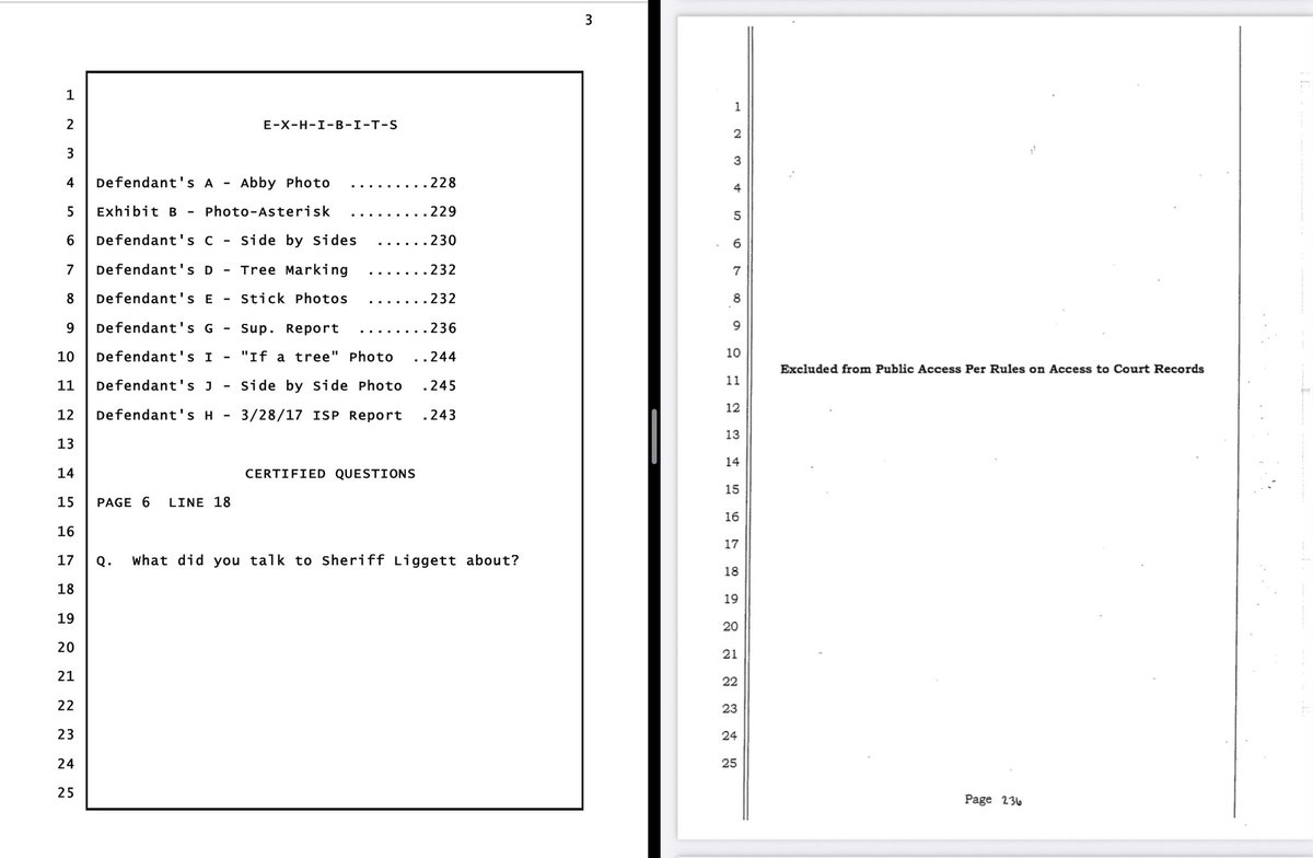 For anyone following #RichardAllen’s case - if you’re curious what the clerk felt was necessary to redact from Jerry Holeman’s deposition, here you go. 25 redacted pages placed next to the original page. drive.google.com/file/d/1Vk1mNc…