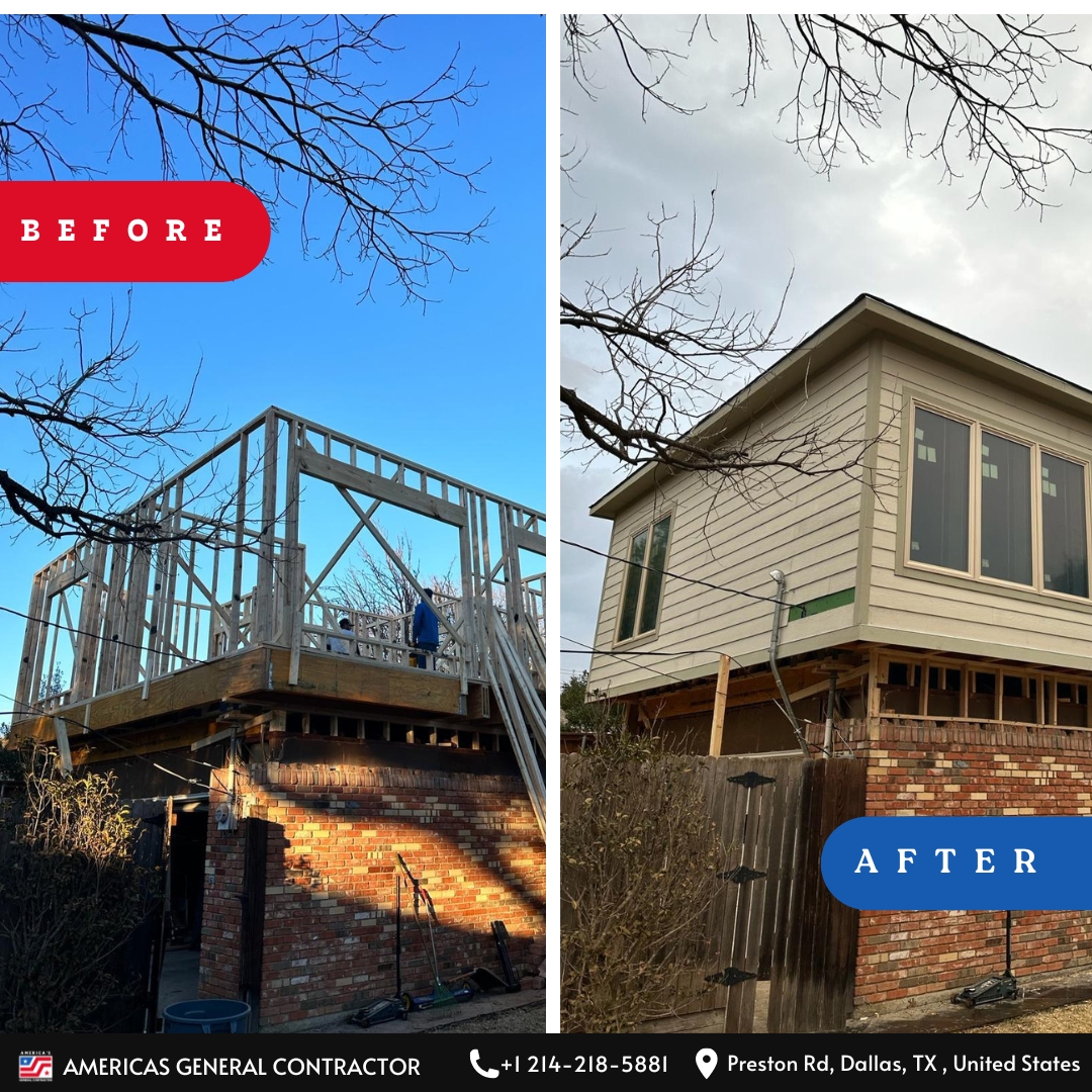 Americas_GC's tweet image. New garage room addition completed in Plano, TX!
We removed the old roof and built a full second-story living space with new siding, roofing, and windows — boosting square footage + property value.
View the project 👇
 americasgeneralcontracting.com/portfolio/gara…
#PlanoTX #RoomAddition…