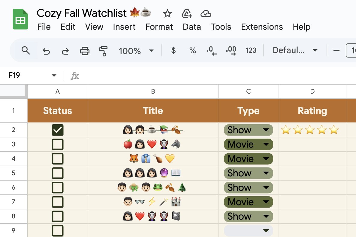 googledocs's tweet image. BRB - planning my fall watchlist right now