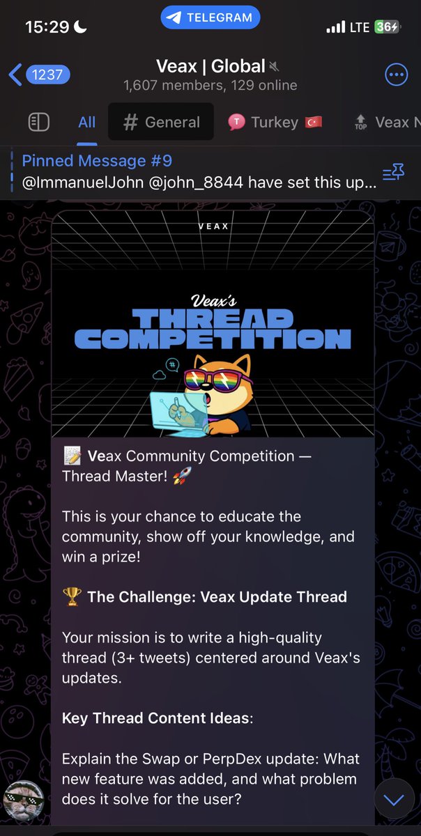 VEAX TELEGRAM  

The welcoming part is the community. Here you get to hear directly from  
the team,relate with other traders and community members. 

  Building an active community and discussions is amazing. A job weldone by <a href="/DayTrader888/">iain | coo veax</a> ,always active ✌️.

Join here: