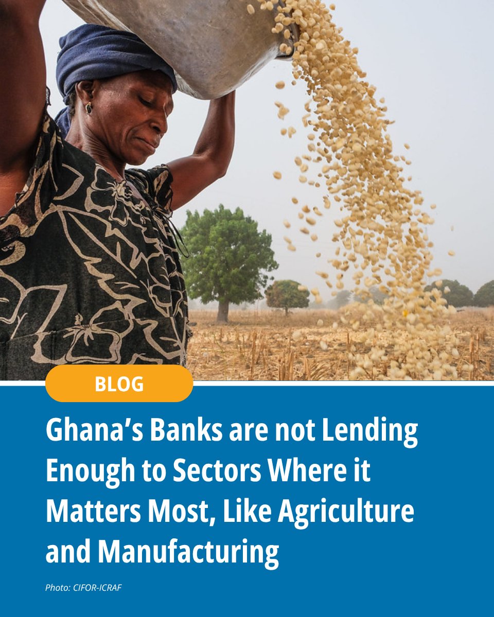 If agriculture sustains the nation &amp; manufacturing drives its economy, why are these sectors receiving less &amp; less bank credit every year?

For >25 yrs, lending to these sectors in Ghana is in steep decline — despite their importance for jobs &amp; devt. Read tinyurl.com/bdd2a6uv