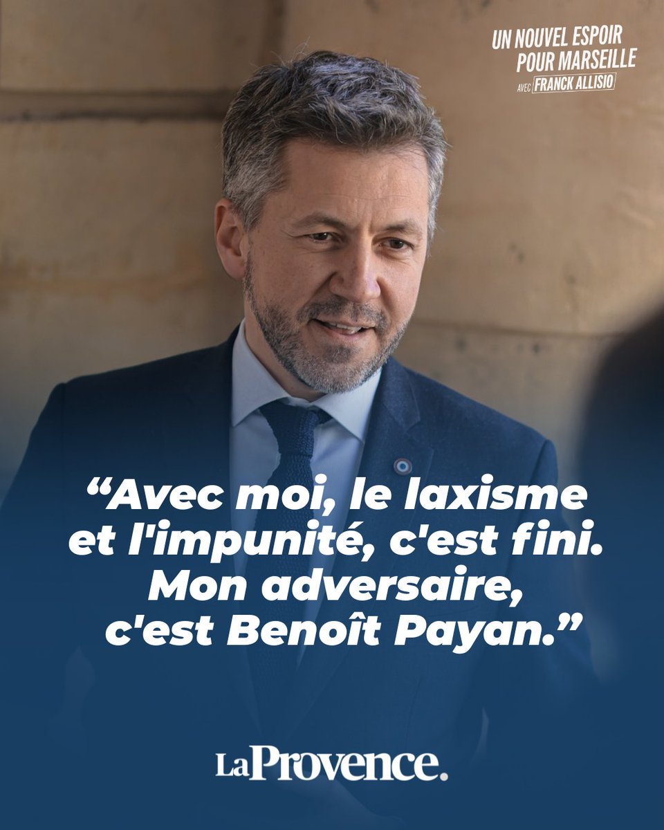 Un nouveau sondage nous place en tête face à Benoit Payan.

C'est le signe que les Marseillais croient en l'avenir et nous font confiance pour remettre Marseille en ordre.
Nous serons au rendez-vous !

REJOIGNEZ-NOUS
➡️ franckallisio2026.fr