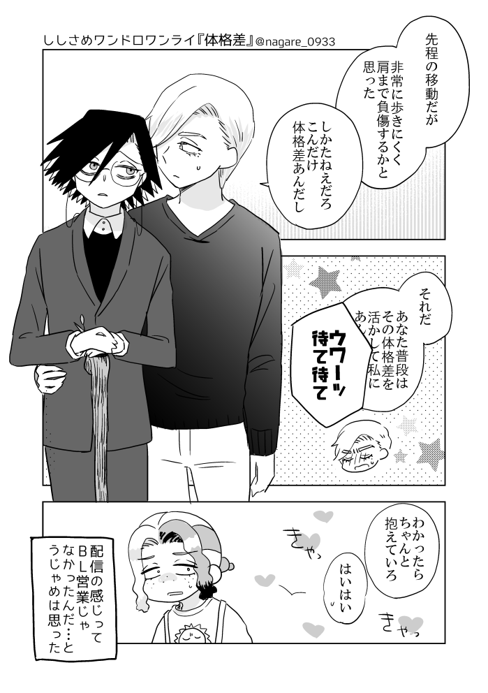 #ししさめワンドロワンライ
お題『体格差』
🦁☔