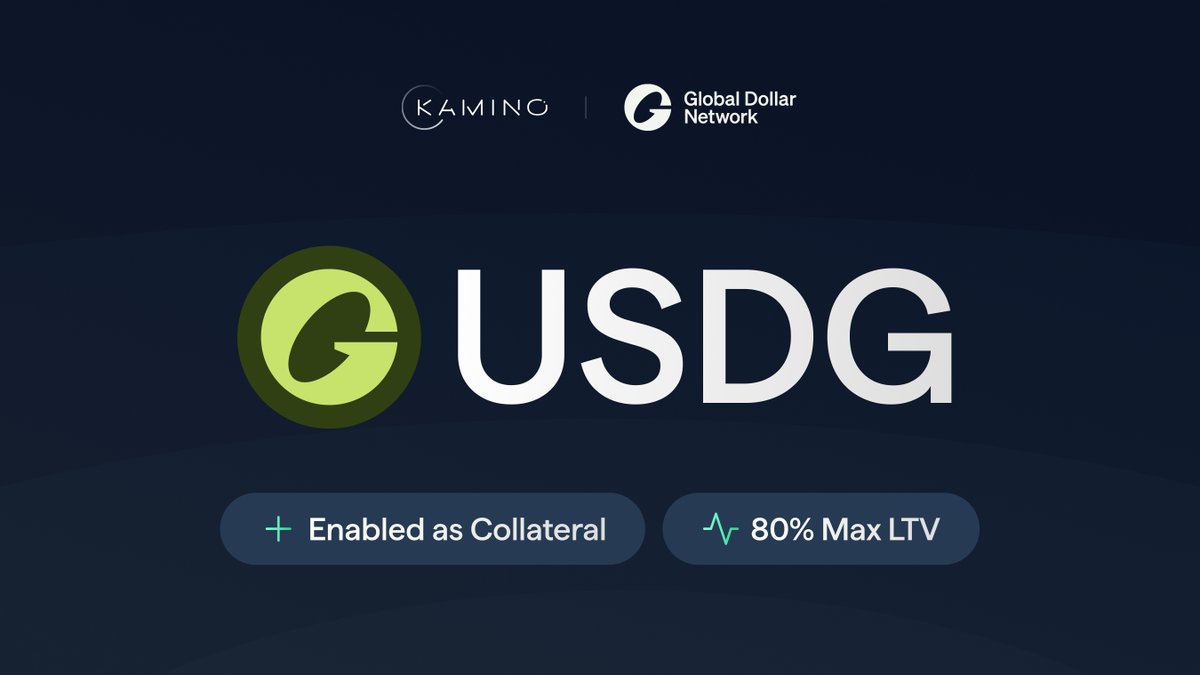 USDG has just been enabled as collateral on Kamino, unlocking a various new stablecoin strategies in the Main Market

To kick off, USDG has been assigned an 80% Max LTV, enabling up to 5x looping

Stablecoin Season (ft. <a href="/global_dollar/">Global Dollar Network 🌎</a>)