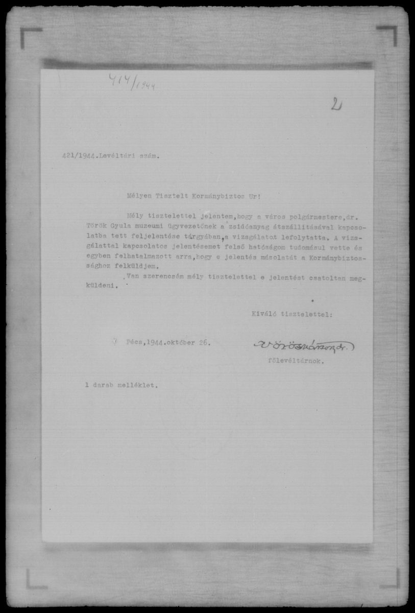 ArtRecoveryInit's tweet image. Certified Chain of Custody: Ghetto → Synagogue Depot → Pécs Municipal Museum🕍➡️🏛️

Final post in our 450+ primary-source series. This certified file maps how Jewish cultural property in Pécs moved from the ghetto to the synagogue depot and into the Pécs Municipal Museum (Pécsi…