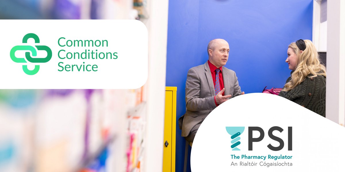 PSIRegulator's tweet photo. A new Common Conditions Service will soon be available to the public in community pharmacies. The Minister for Health has signed legislation allowing for the service. Training and other enablers for pharmacists are now available. Learn more: https://t.co/FinNtAf4Kp https://t.co/mCkrW1w6e8