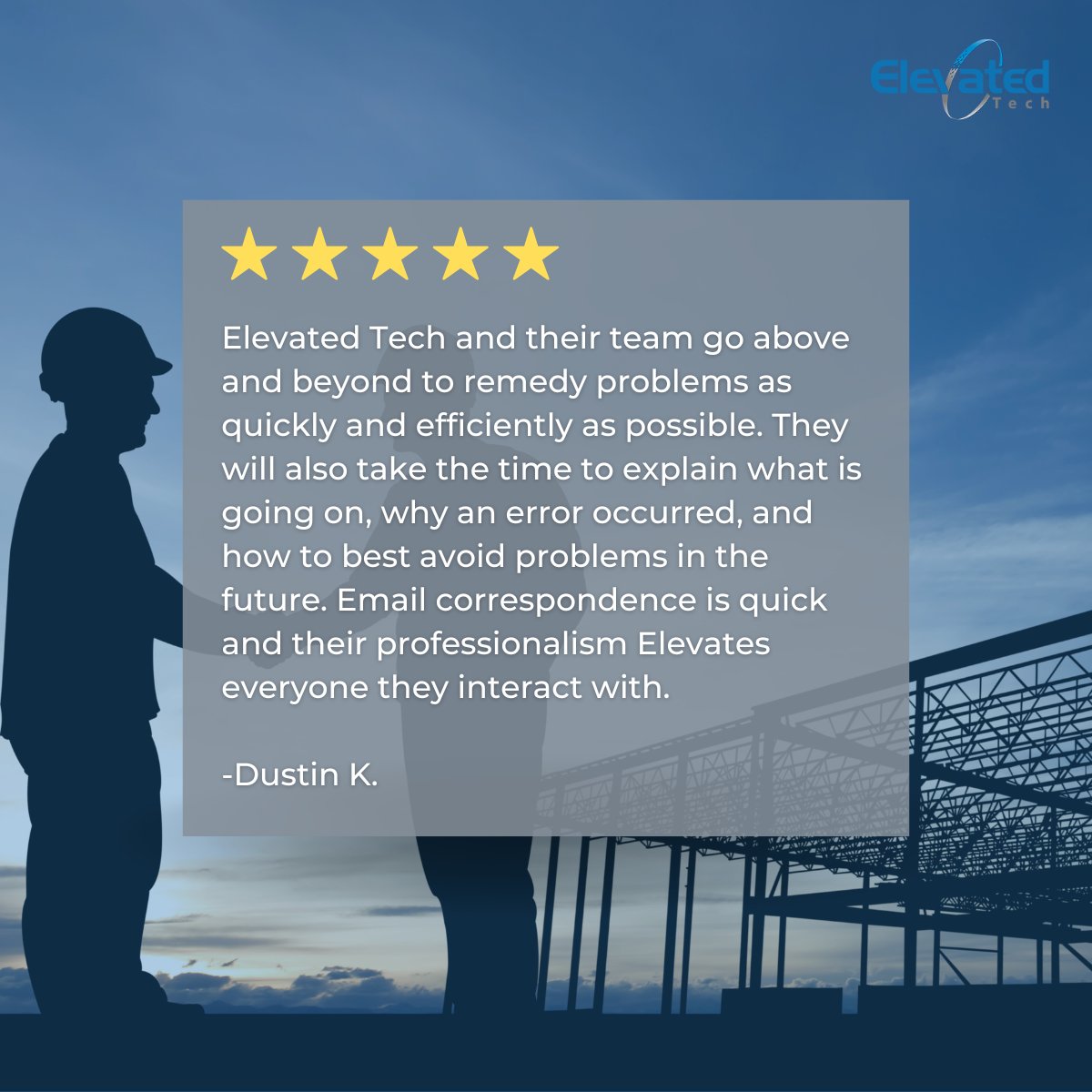 ASTOUNDZ's tweet photo. We love hearing from our clients! 💬 Thank you for trusting Elevated Technologies with your IT needs — your success is our top priority.

#CustomerSuccess #ClientLove #ElevatedResults #TechSupport #BusinessIT https://t.co/qpFJNR4sCI