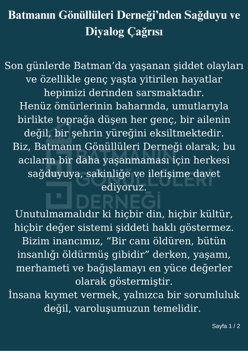 Batmanın Gönüllüleri Derneği tweet media