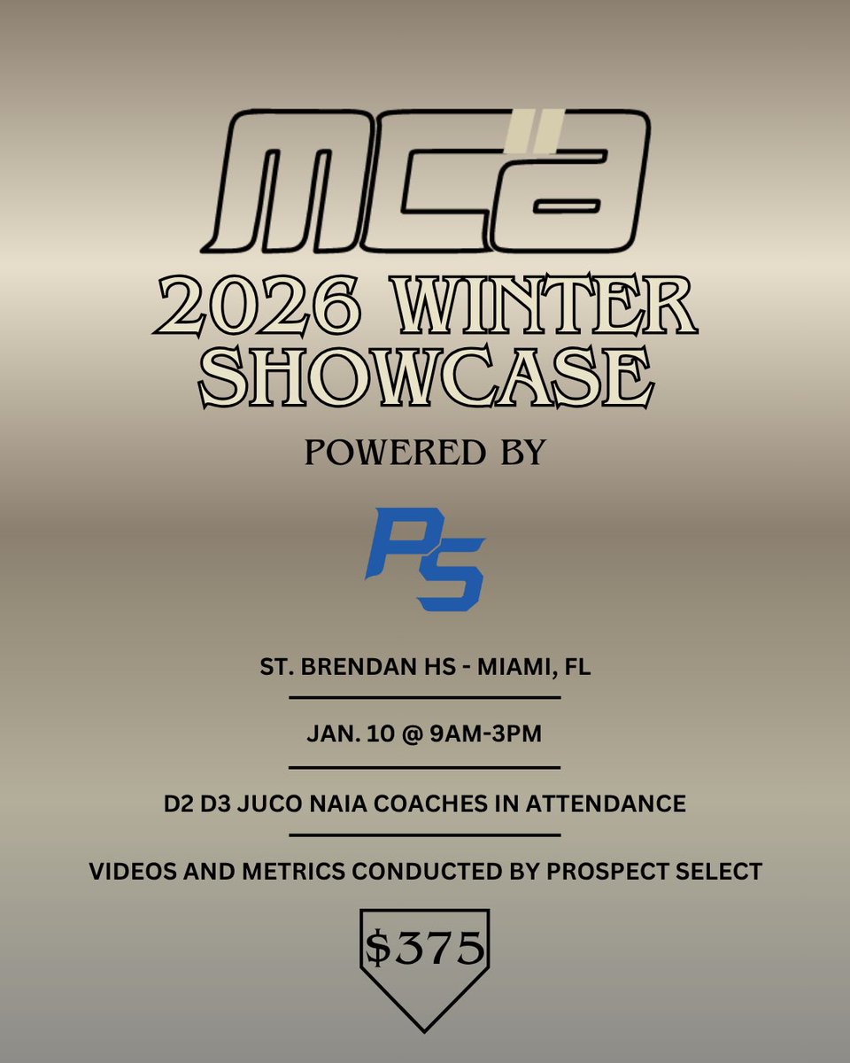 🚨 MCA WINTER COLLEGE BASEBALL SHOWCASE 🚨

📅 January 10
📍 See flyer for full details
🎓 College Baseball Recruiting Showcase

High school prospects — this is your opportunity to showcase your tools in front of college coaches and get real evaluations that matter.

What’s