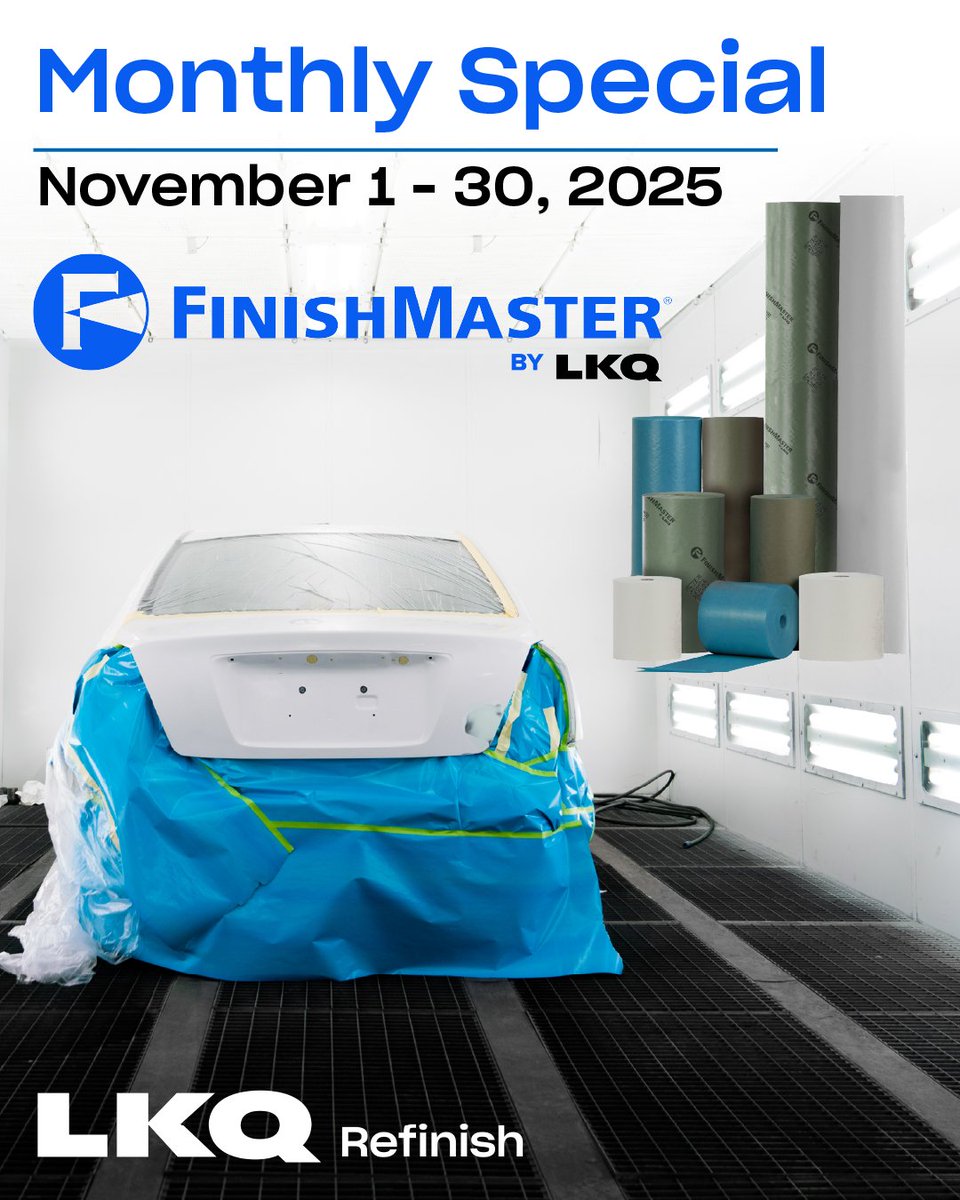 Don't forget, FinishMaster by LKQ’s poly and urethane paper are on sale this month! Stock up and save!
Offer expires 11/30/2025

Call or visit us online at LKQ-Refinish.com to order yours today.