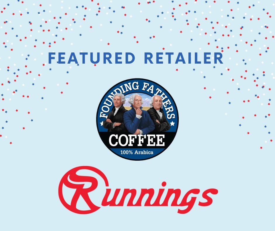 Special thanks to to our featured retailer this month - <a href="/MyRunnings/">Runnings Stores</a> . If you have a Runnings in your area, be sure to stop by to stock up on Founding Fathers Coffee! <a href="/myrunnings/">Runnings Stores</a> #CoffeeStore #GreatCoffeeGreatCause #MyCoffeeStore #Partner #retailtherapy #coffeelover