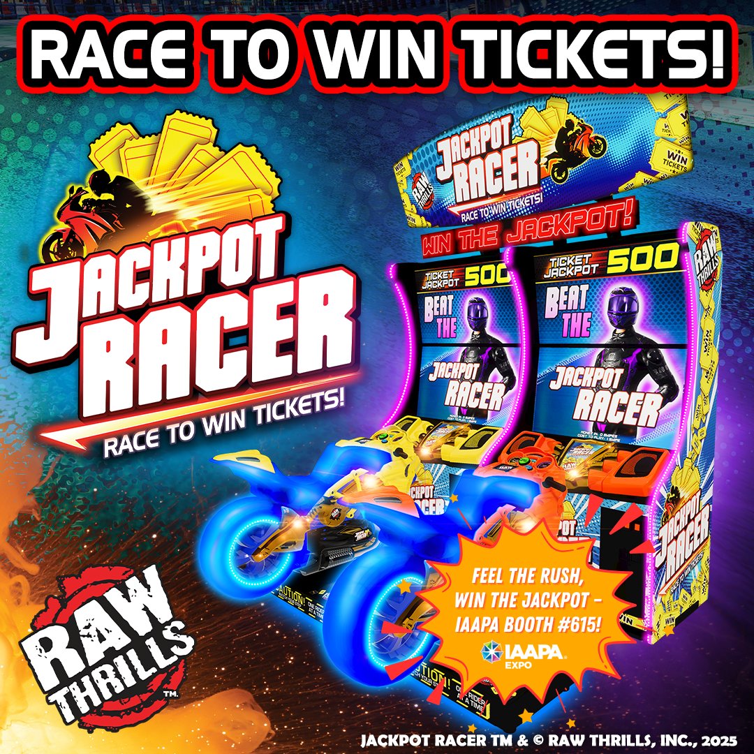 BetsonSolutions's tweet image. You’ll find Jackpot Racer at the Betson booth #615 at IAAPA.

This game offers fast-paced racing action and a compelling redemption hook. The quick cycle time keeps players moving, racing, and jumping right back in for another shot at tickets.