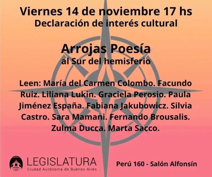 ✨ VaPoesía celebra el reconocimiento de la Legislatura a “Arrojas Poesía, al Sur del Hemisferio” como actividad de Interés Cultural.

Un proyecto clave para descentralizar la cultura en La Boca, dirigido por Marta Sacco y Zulma Ducca.