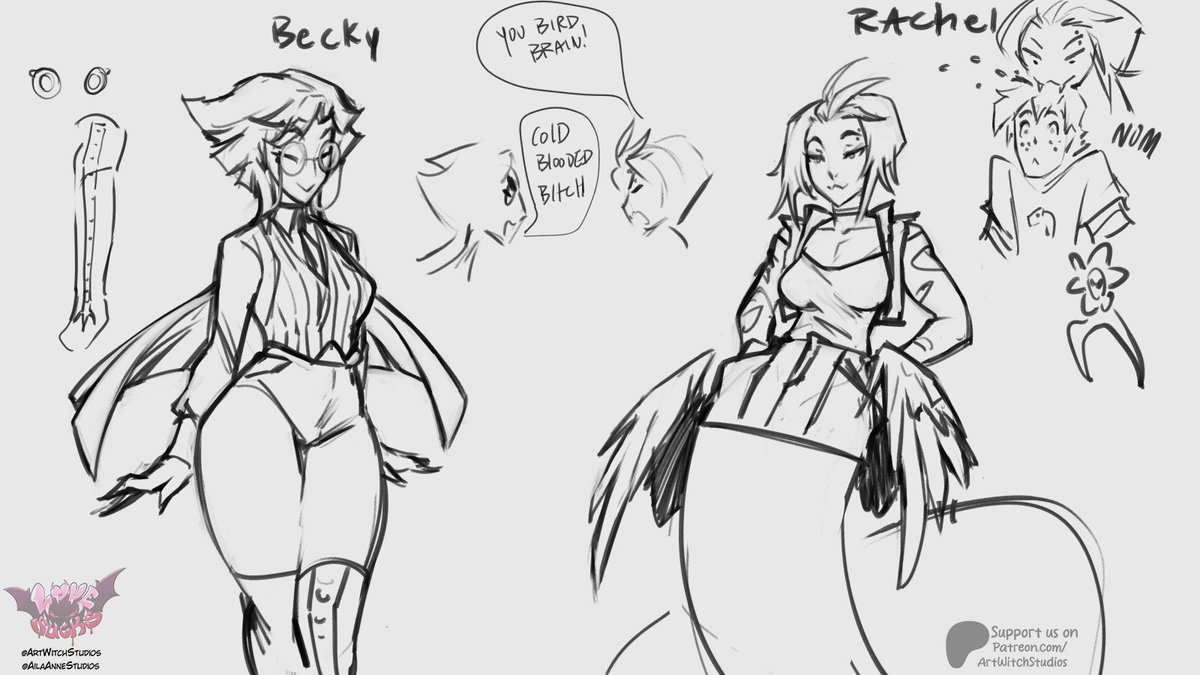 Team birdbrain or Team cold blooded bitch?

Introducing Rachel and Becky as cool side characters :D who could they be and how could they be involved?

#wip #sketch #conceptart