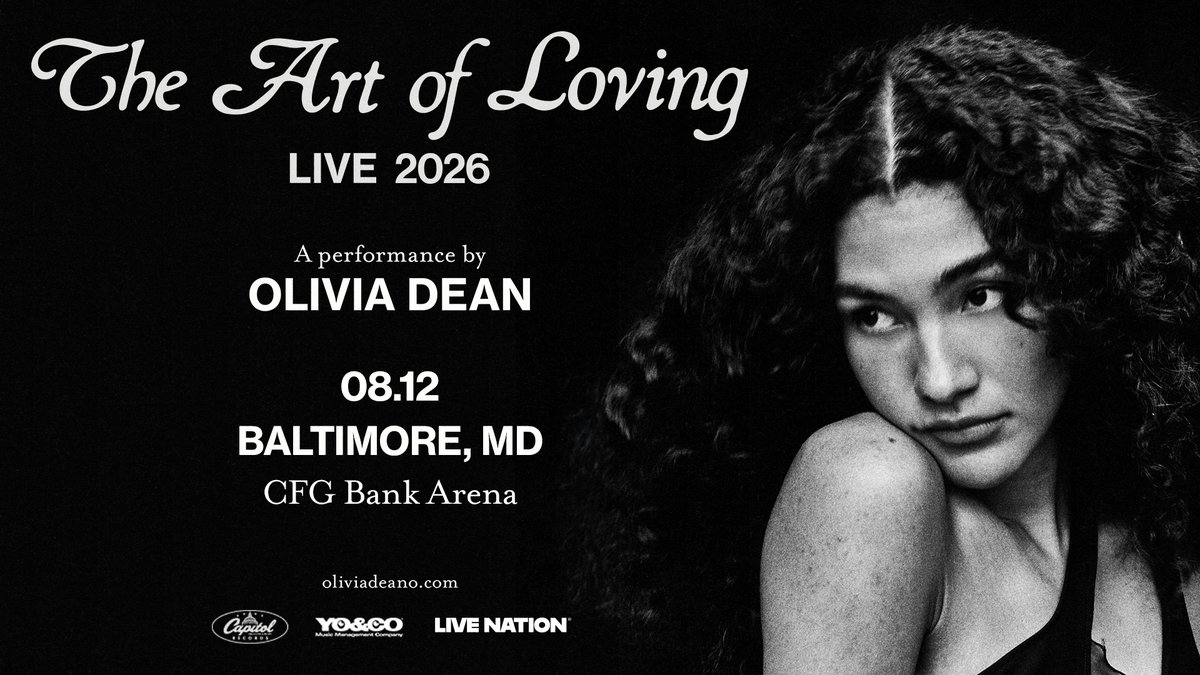 JUST ANNOUNCED!!

Olivia Dean is brining The Art Of Loving Live Tour to Baltimore at CFG Bank Arena on August 12th! ❤️

Presale | Thursday, 11/20 at 10AM | Use code: DIVE
On sale | Friday, 11/21 at 10AM

🎟️🔗 - bit.ly/oliviadean0812…