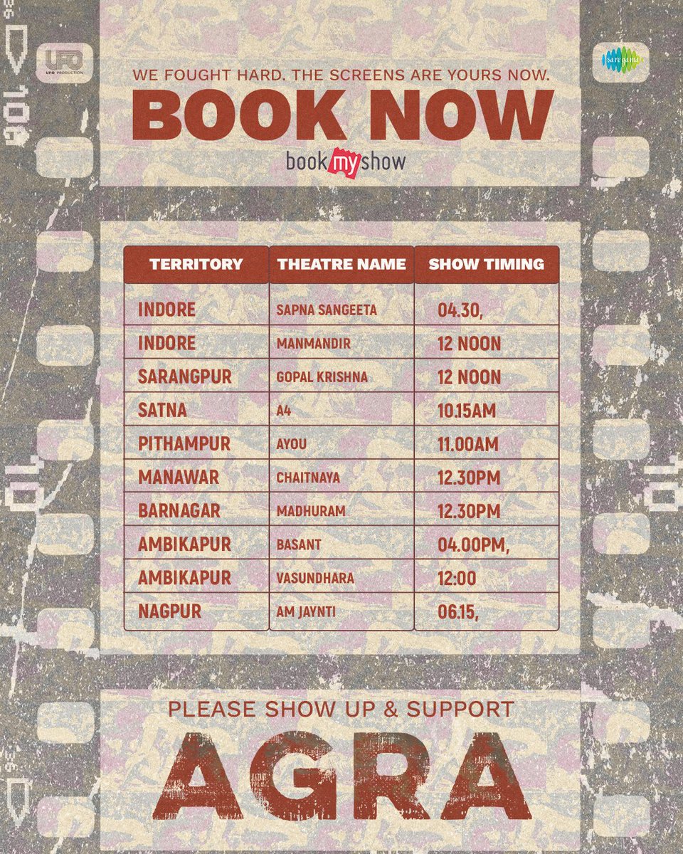 Latest update as of 8pm, Friday.
All the screens where ‘Agra’ is playing.
This is it. You can watch the film here, and only here, as of now.
Please amplify, and let’s make this count 🙏🙏