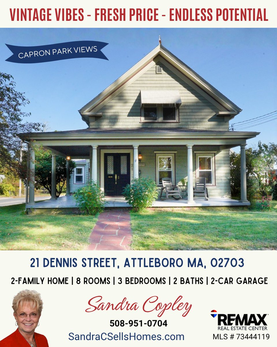 SandraCsells's tweet image. ✨ History never looked so good... This gem sits just steps from Capron Park Zoo.
More info:  ow.ly/q8cC50XcP9R 
#homeforsale #2family #AttleboroMA #pricechange #AttleboroMassachusetts #Massrealestate #BristolCountyrealestate #SandraCsellshomes #RemaxRealEstateCenter