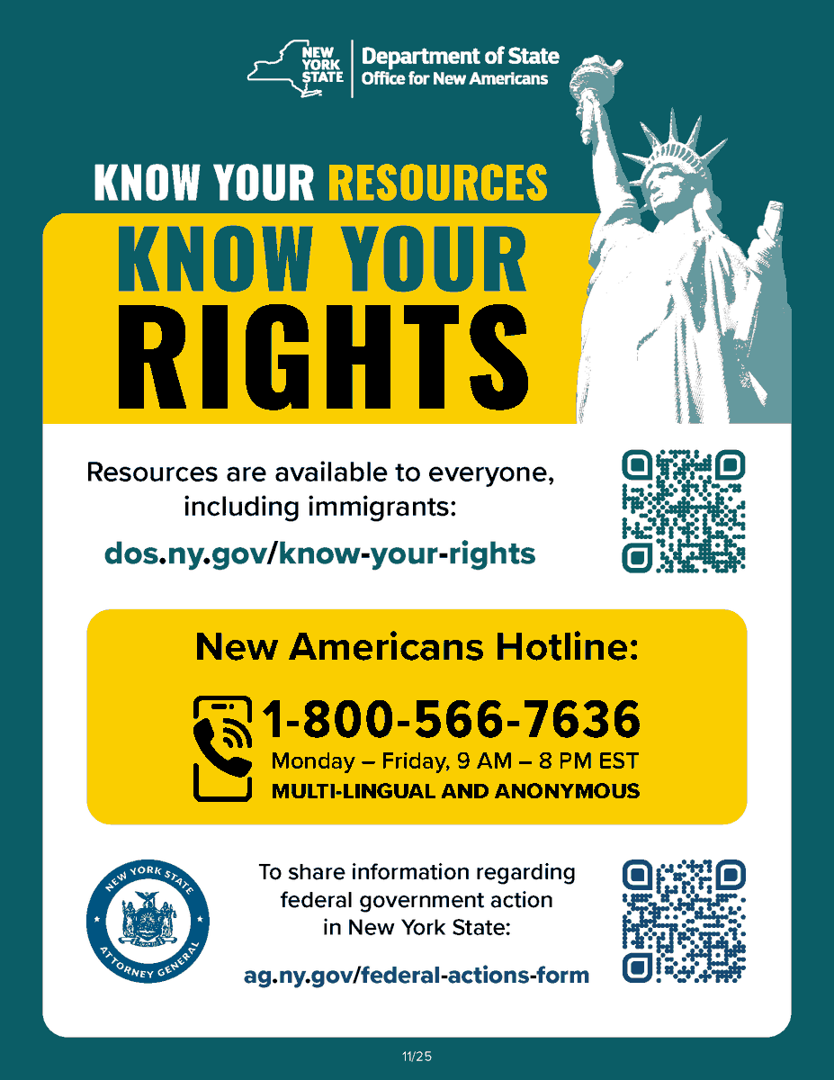 #WeAreNY NYS resources are available to all residents, including immigrants. From the NYS Domestic and Sexual Violence Hotline to food and nutrition assistance, and health and addiction services/care, NY is here for YOU. ow.ly/uvjG50XreFt <a href="/NYSDOS/">NYS Department of State</a> <a href="/NYSNewAmericans/">NYS New Americans</a>