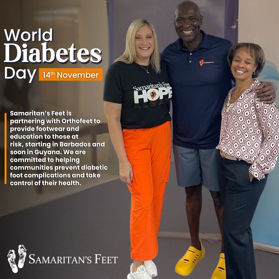On #WorldDiabetesDay, we’re expanding diabetic-friendly footwear and education to support families in Barbados, Guyana, and beyond — working toward fewer preventable amputations and safer steps for all. 👟💙 #DiabetesAwareness