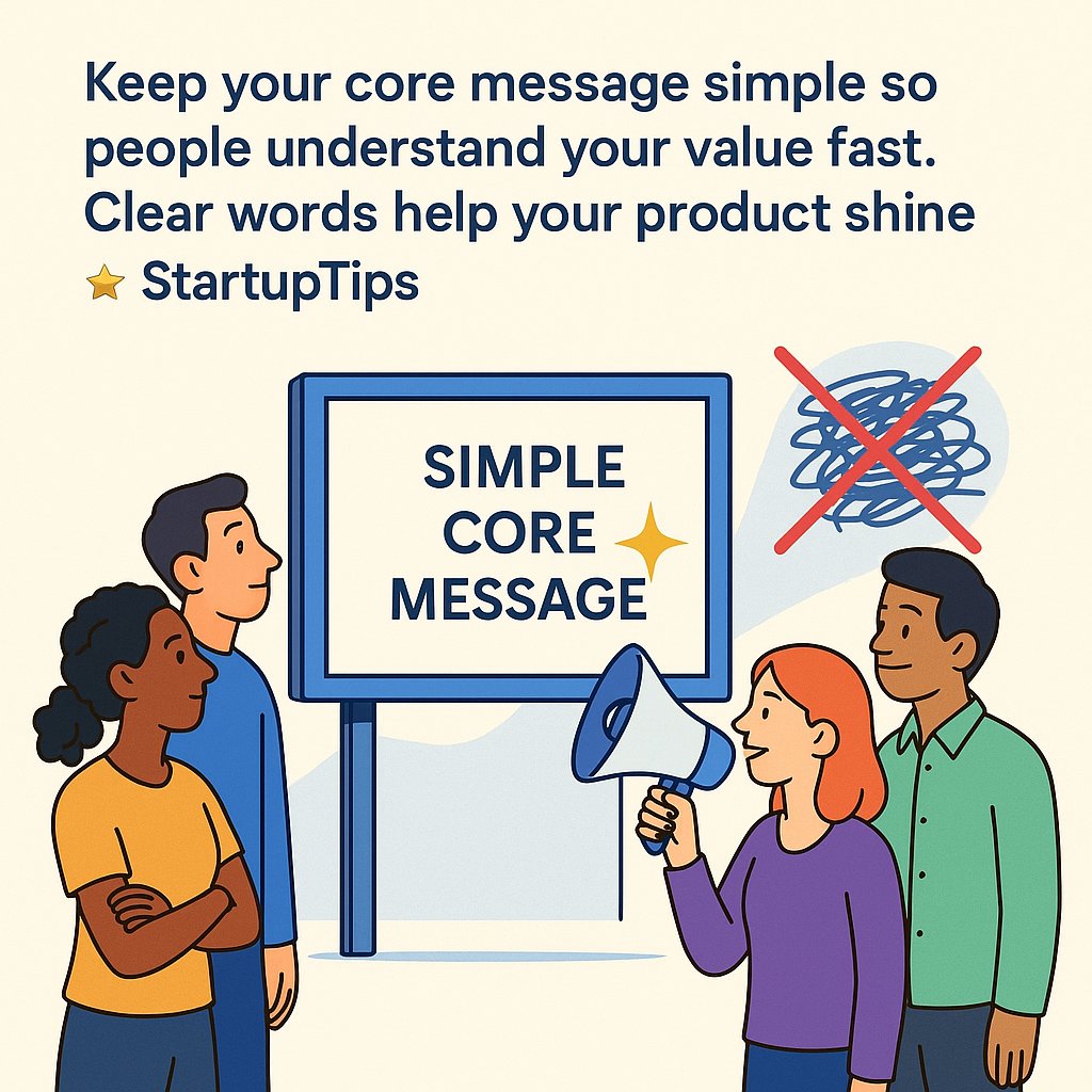 charleshxpe's tweet image. Keep your core message simple so people understand your value fast. Clear words help your product shine 🌟 #StartupTips
