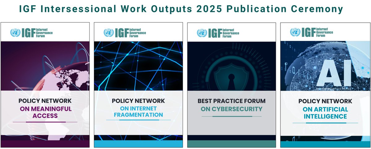 intgovforum's tweet image. 📢 IGF Intersessional Work Outputs 2025 Publication Ceremony!

🌐 The event will spotlight key findings, collaborative outcomes, and next steps to strengthen global digital cooperation.

📅 December 1
🕒 14:00 UTC
💻 Register: bit.ly/4oFePai