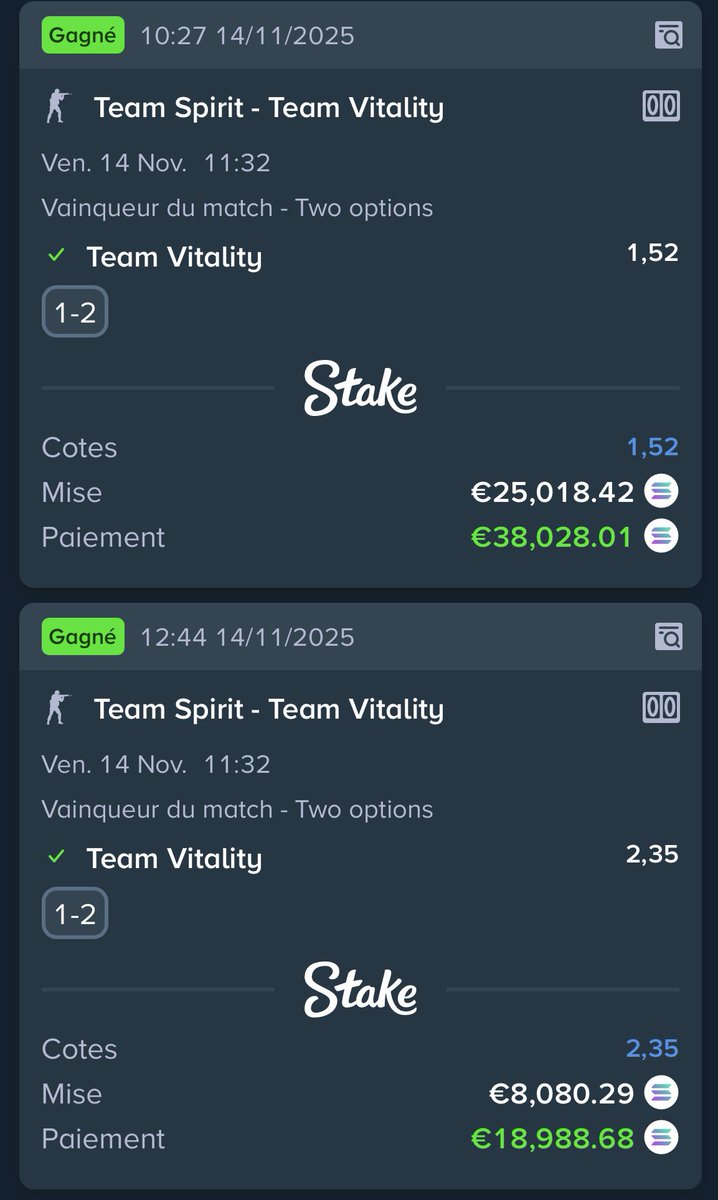GregS_Off's tweet image. Encore dans le vert… 💚
Merci l’eSport, on enchaîne comme d’habitude. 🎮💸

❤️ Like, commente et RT ♻️

#TeamParieur #Stake #CS2