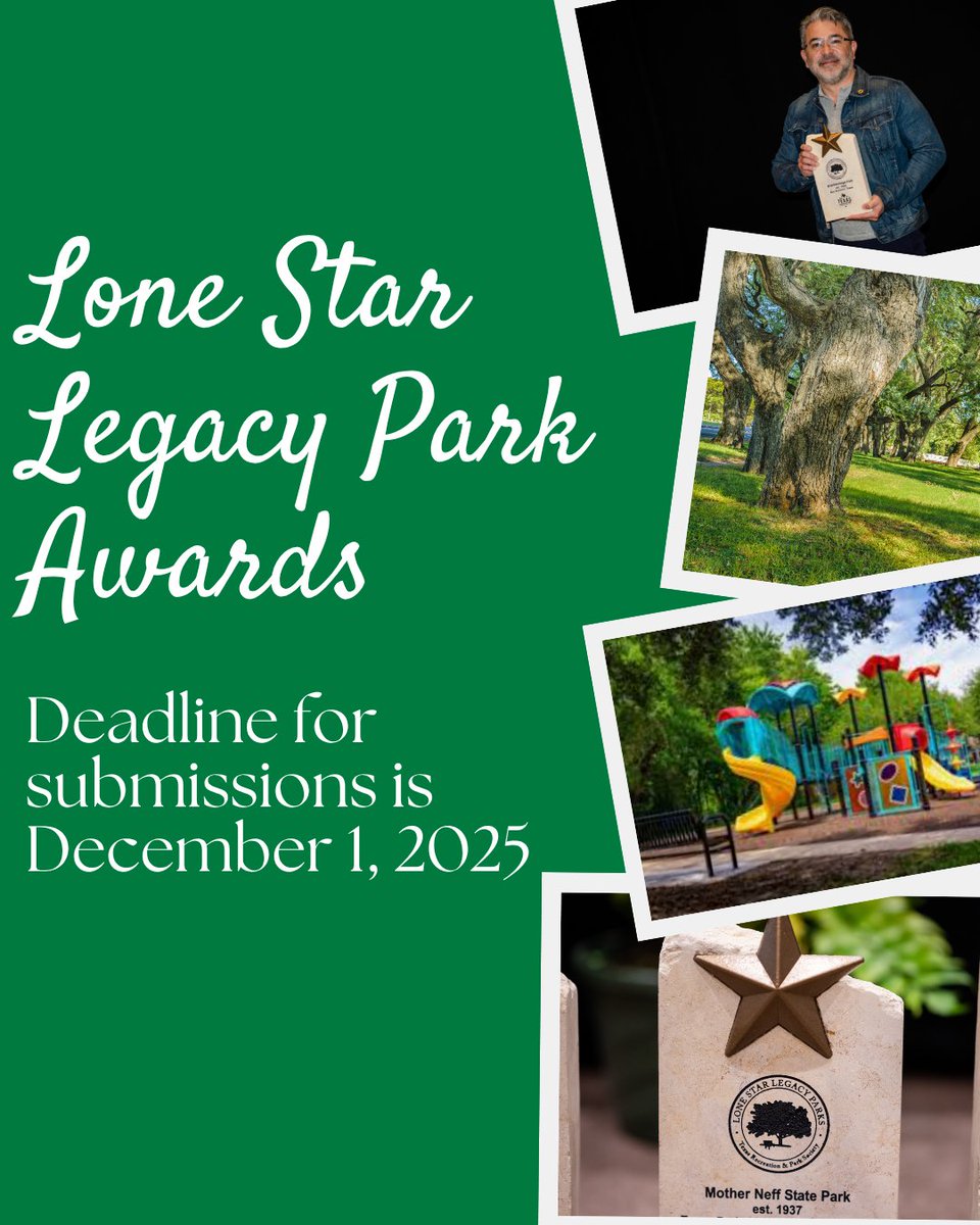 A Lone Star Legacy Park is a park that holds special prominence in the local community &amp; the state of Texas.  A designation as a Lone Star Legacy is one of the highest honors that can be bestowed on a park. 
Deadline for submissions is 12/1/25 at 11:59pm. traps.org/lone-star-lega…
