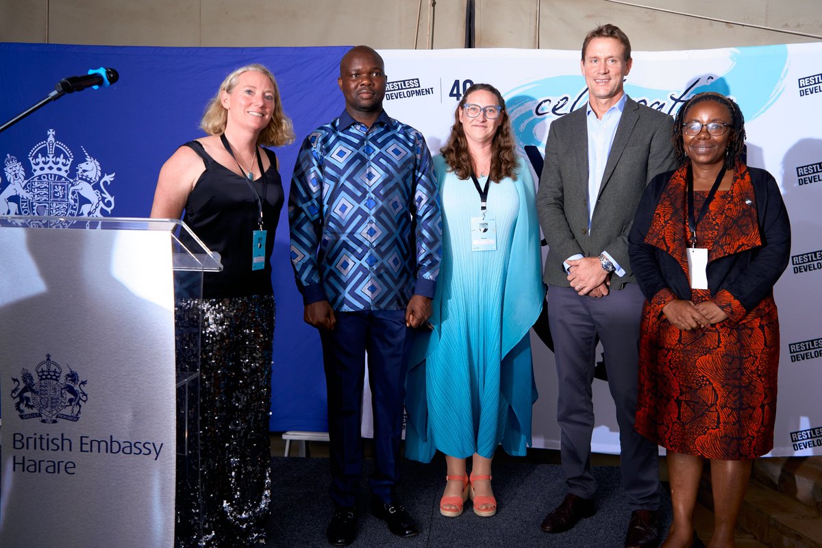 RestlessDev's tweet image. Celebrating 40 years of youth power in action 🌍✨

🙌 Yesterday, we marked Restless Development’s 40th anniversary at a special event hosted by the British Embassy (@UKinZimbabwe) and Ambassador @PeteVowles.