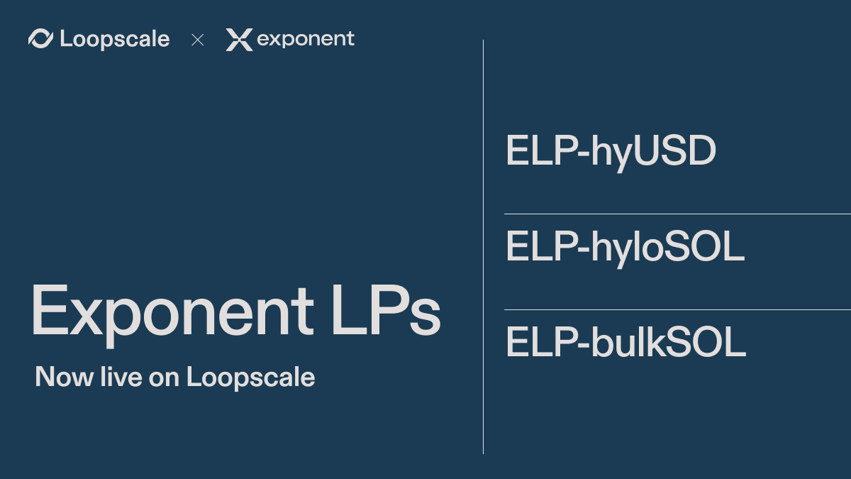 Loopscale's tweet image. Now live: Borrow against @ExponentFinance LPs on Loopscale.

Exponent LPs earn trading fees, fixed and variable yields, plus points (if applicable) from their underlying assets.

Support starts with @hylo_so and @bulktrade assets. Integration audited by @Offside_Labs.