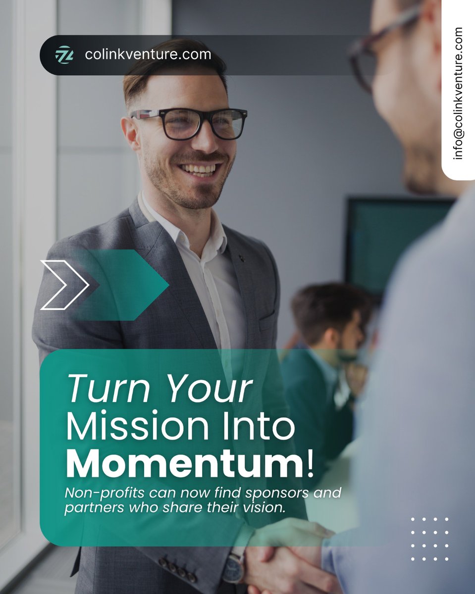 ColinkVenture's tweet image. Non-profits can now find sponsors and partners who share their vision. CoLink Venture helps you access the support and resources needed to create real-world impact.
.
.
.
.
#NonProfitNetwork #SocialImpact #CoLinkVenture #PartnershipForGood #MissionDriven
